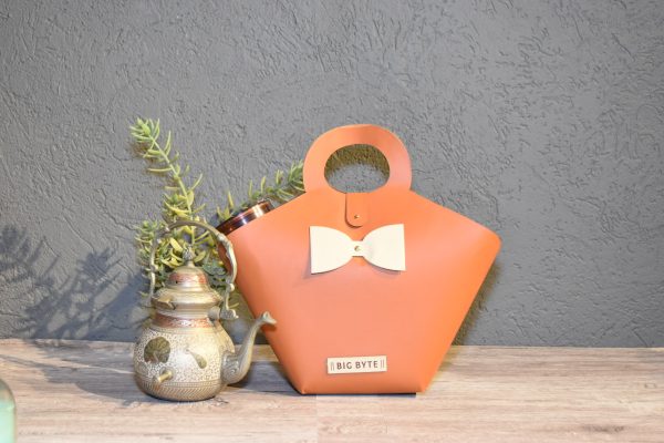 Tan Handbag with Bow - Image 2