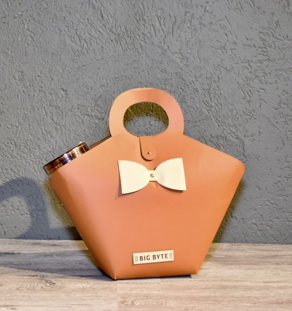 Tan Handbag with Bow - Image 3